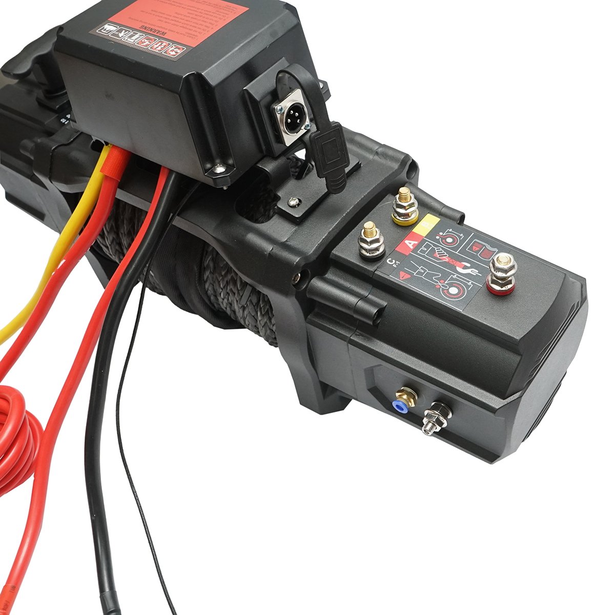 Troliu electric cu telecomanda 12V, 6.1T (13500lbs) 6.5CP, cablu sintetic 9x24m, solenoid 400A Breckner Germany